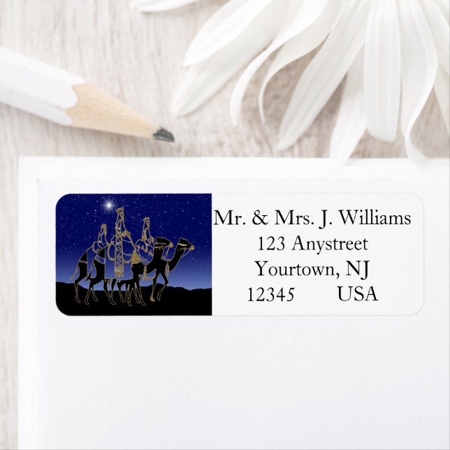 Wisemen söker fortfarande jul returadress etikett (Insitu)