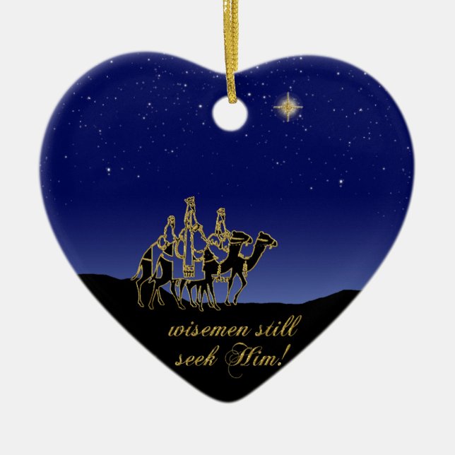 Wisemen stilla sökanden honom julprydnad julgransprydnad keramik (Framsidan)
