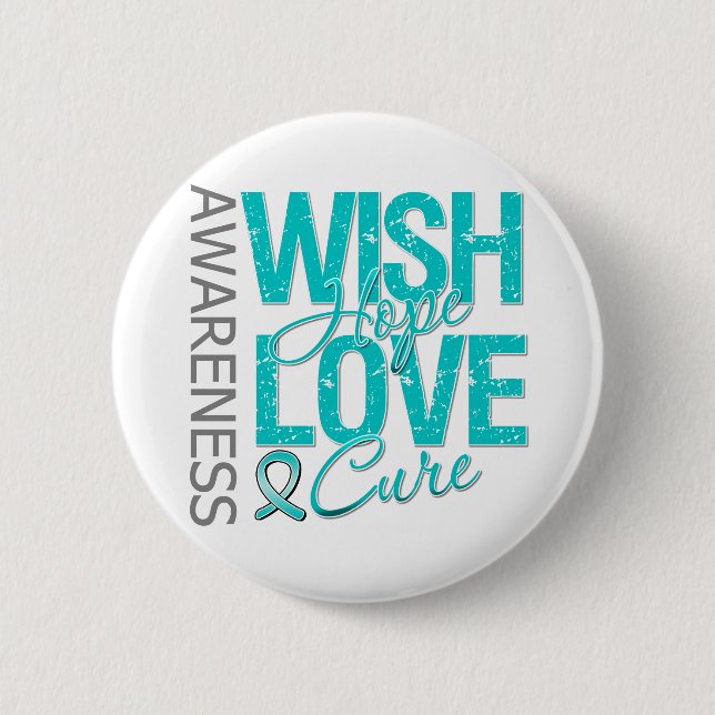 Wish Hope Kärlek Cure Ovarian Cancer Knapp (Framsida)