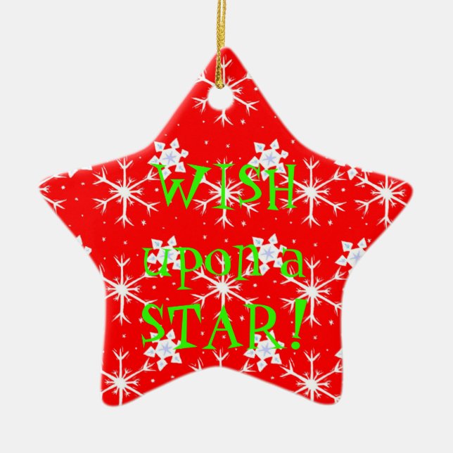 Wish på en stjärnaprydnad julgransprydnad keramik (Framsidan)