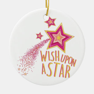 Wish på stjärnan julgransprydnad keramik