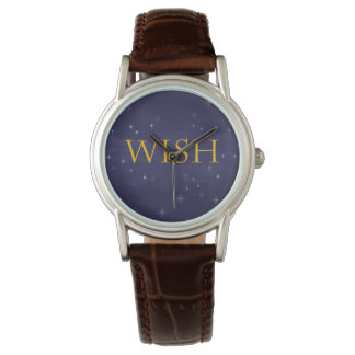 Wish Watch med Magic Night Himlar-bakgrund Armbandsur