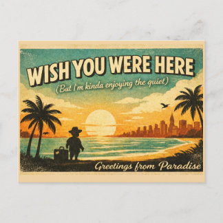 Wish You Were Here – Retro Paradise Postcard Vykort