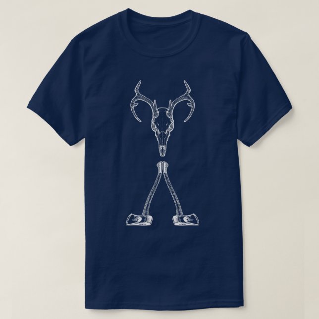 Wishbone Ax med Hjort Skull Classic TShirt T Shirt (Design framsida)