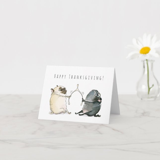 Wishbone Pugs Thanksgiving Card Kort (Liten växt)