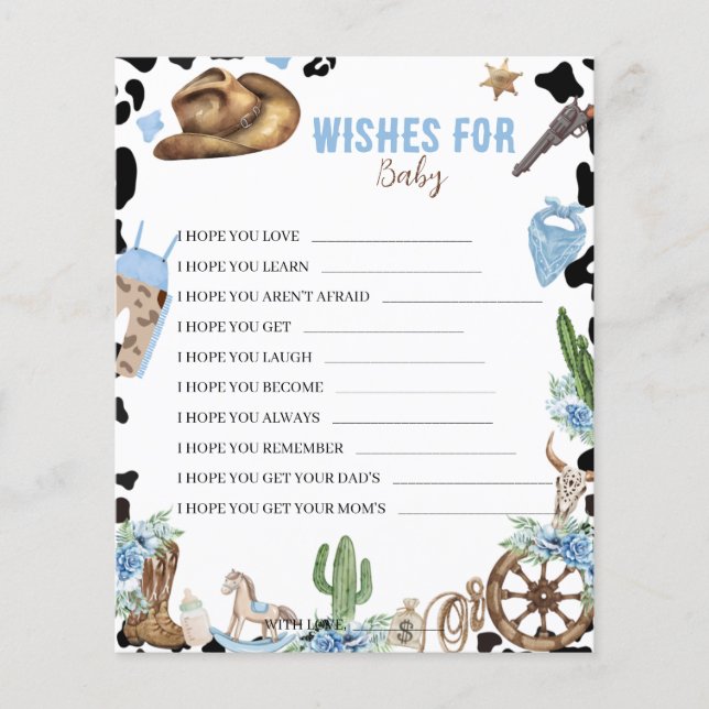 Wishes for Baby Little Cowboy Baby Shower Game  (Framsida)
