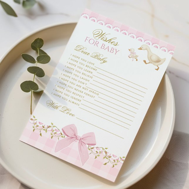 Wishes for baby Silly Goose Pink Baby Shower card (Skapare uppladdad)