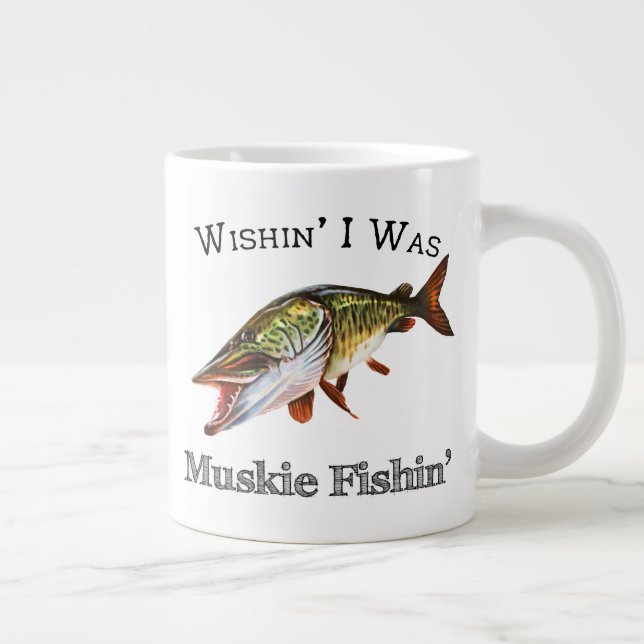 Wishin I var Muskie Fishin Jumbo Mugg (Höger)