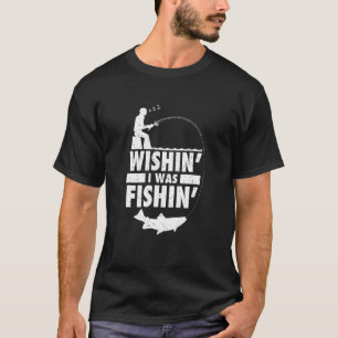 Wishin jag var Fiskefartyg Shirt Flygfiske Angler T