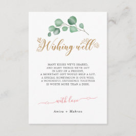 Wishing-brunnkort för guld Greenery Bröllop Tilläggskort