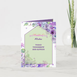 Wishing Congrates, Violet Blommigt Hälsning Tack Kort