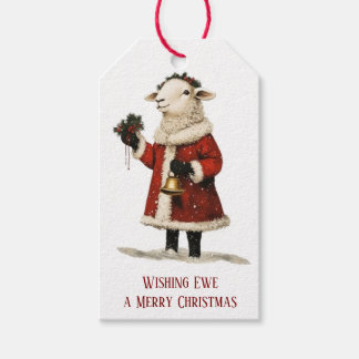 Wishing Ewe Sheep Lamb Santa Gift Tag Presentetikett