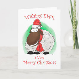 Wishing Ewe Sheep Merry Christmas Card Helgkort
