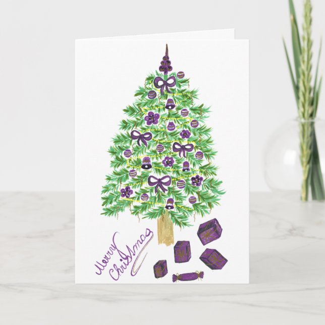 Wishing Happy Holiday Decorative Christmas Tree Helgkort (Framsida)