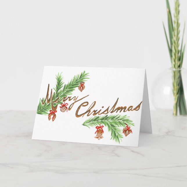 Wishing Happy Holiday Decorative Christmas Tree Helgkort (Framsida)