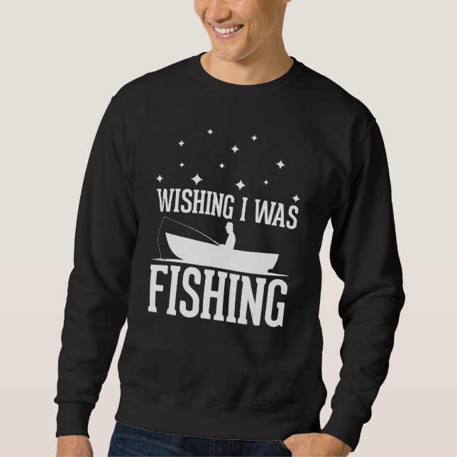 Wishing I was Fishing - funny Fishing lover anglin Lång Ärmad Tröja (Framsida)