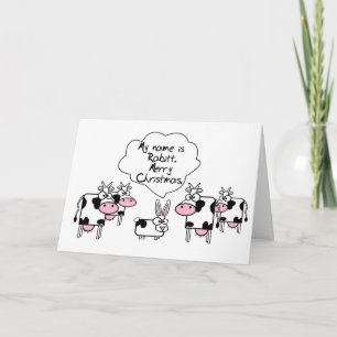 Wishing Lycklig Helgdag Funny Cute Animal Jul Helgkort