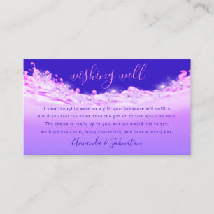 Wishing well Bröllop Dollar Gift Money Rosa Blue Visitkort