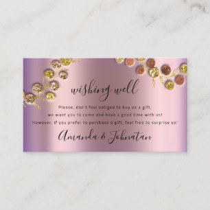 Wishing well Bröllop Gift Guld WAN Lila Ro Visitkort
