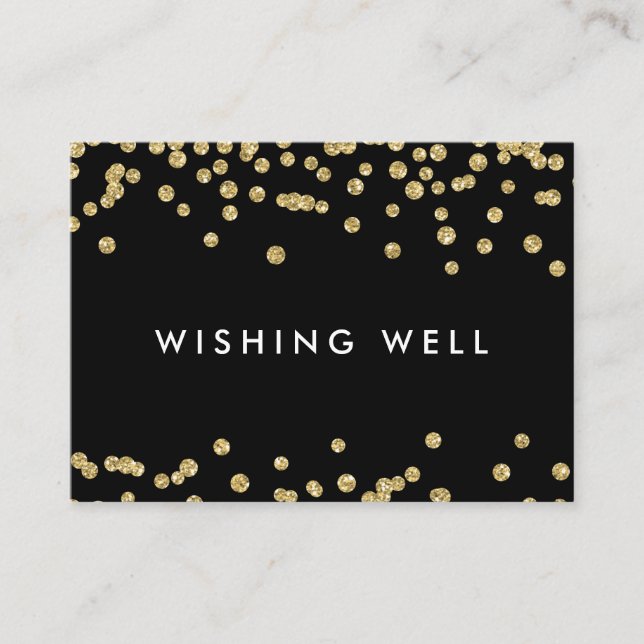 Wishing well Guld Faux Glitter Confetti Black Tilläggskort (Framsida)