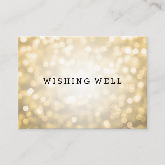 Wishing well Guld Glitter Ljus Tilläggskort (Framsida)
