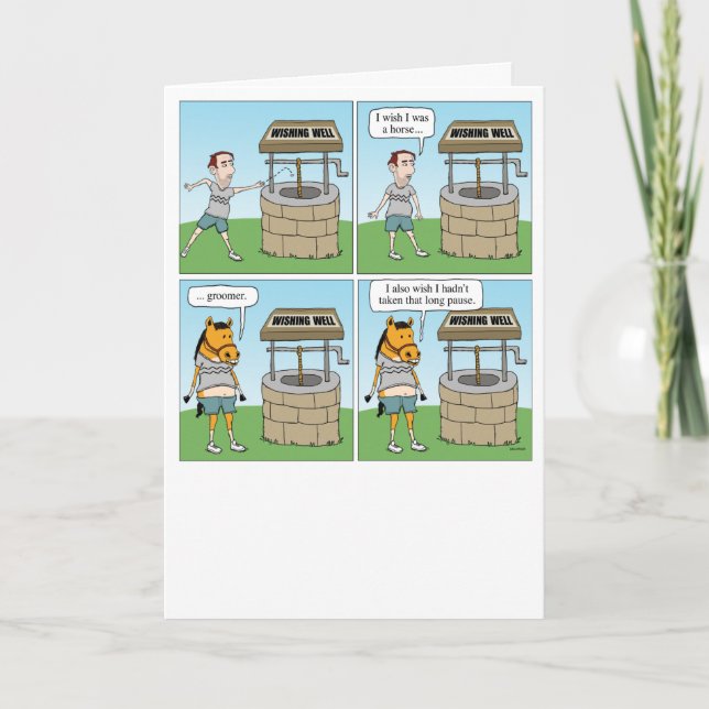 Wishing well Horse Funny Birthday Kort (Framsida)