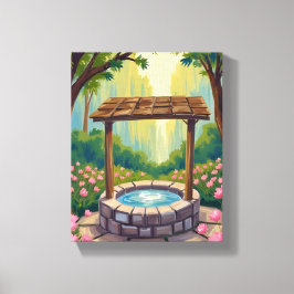 Wishing Well Magical Floral Forest Canvastryck