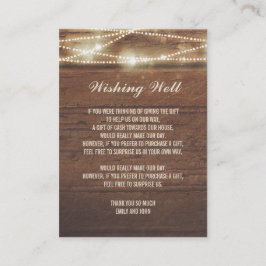 Wishing well String Ljus Barn Wood Bröllop Tilläggskort