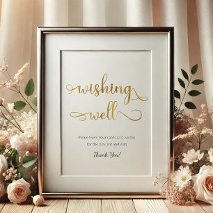 "Wishing well" (Vita trendiget i Guld), Bröllop-te Poster