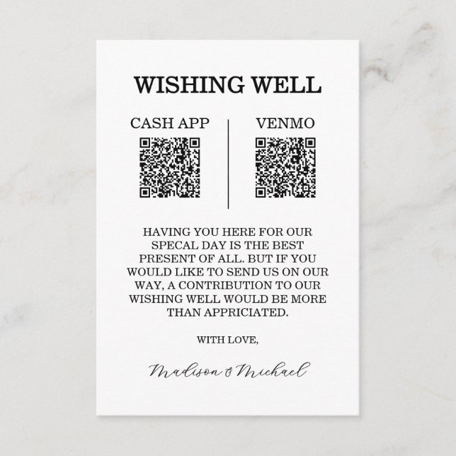 Wishing Well Wedding QR Code Enclosure Card Tilläggskort (Framsida)