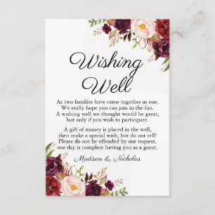 Wishing Wishing-kort för Marsala och Rosa Blommigt Tilläggskort