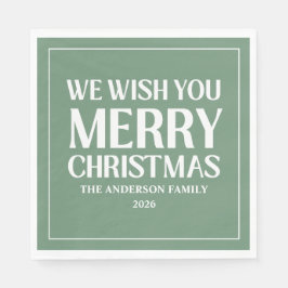 Wishing You A Merry Christmas Holiday Green Pappersservett