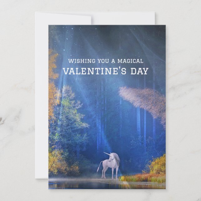 Wishing you magical Valentine's Day Unicorn scene Julkort (Framsida)