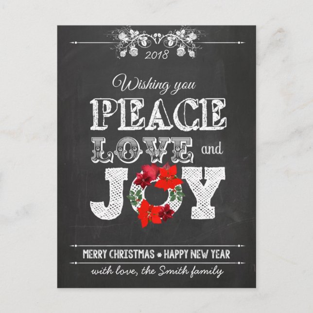Wishing you peace love and Joy Helg Vykort (Framsida)