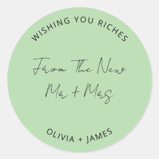 Wishing You Riches From The New Mr Mrs Wedding Bag Runt Klistermärke