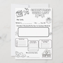 Wishlist Letter to Santa Coloring Activity Inbjudningar