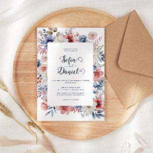 Wishpering Blooms Watercolor Winter Wedding Inbjudningar