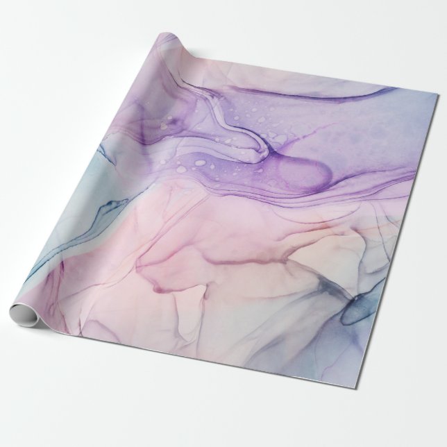 Wispy Etheral Pastel Watercolor Inky Fantasy Glam Presentpapper (Utrullad)