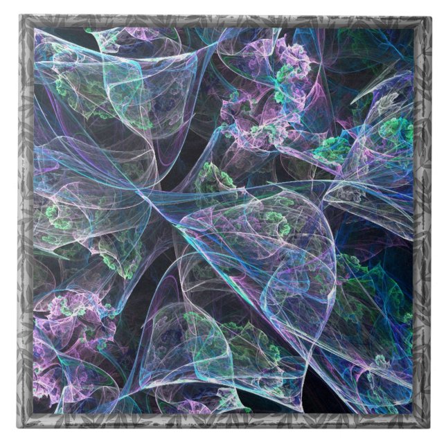 Wispy Fractal med flera Färgader Kakelplatta (Framsidan)