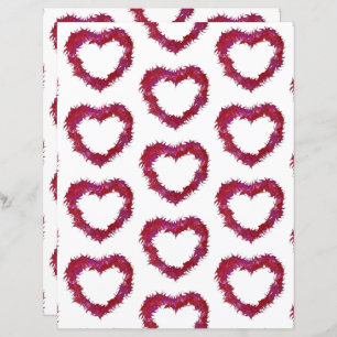 Wispy Rosa Red Lila Hearts Scrapbook Papper