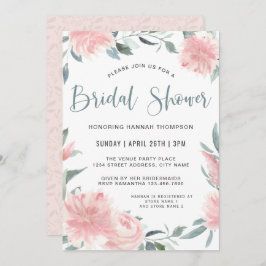 Wispy Rosa Watercolor Blommigt Möhippa Inbjudningar