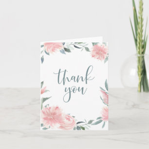Wispy Rosa Watercolor Blommigt Tack Kort