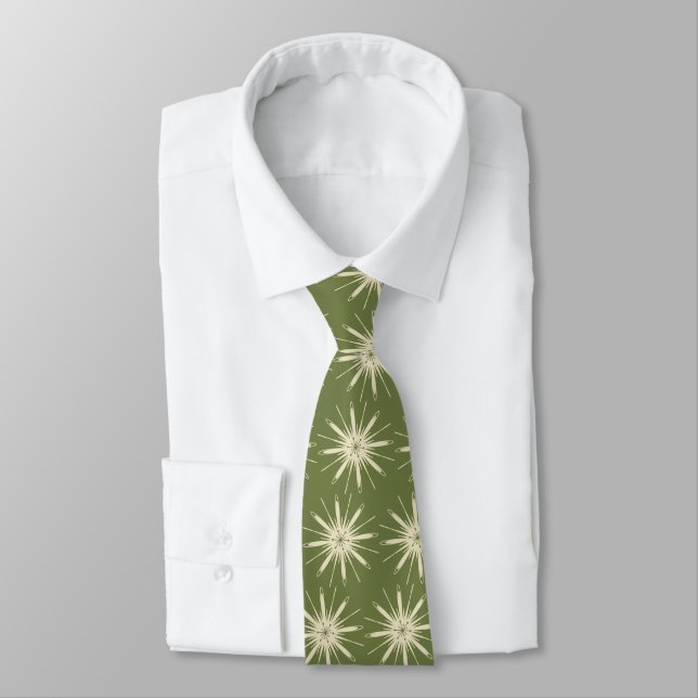 Wispy Snowflake Foulard OLive tvåsidig Slips (Bunden)