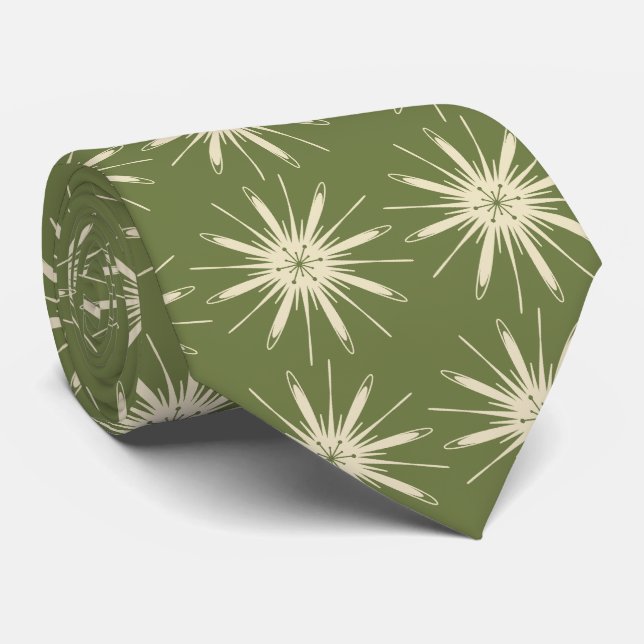 Wispy Snowflake Foulard OLive tvåsidig Slips (Rullad)