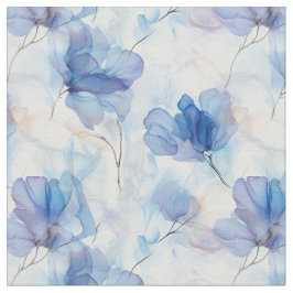Wispy Translucent Blåa blommor Fabric Tyg