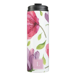 Wispy Violet Blommigt Monogram Thermal Tumbler
