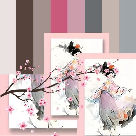 Wispy Watercolor | Danskande japanskt vykort