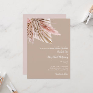 Wispy Watercolor Pampas Tan & Rosa Inbjudningar