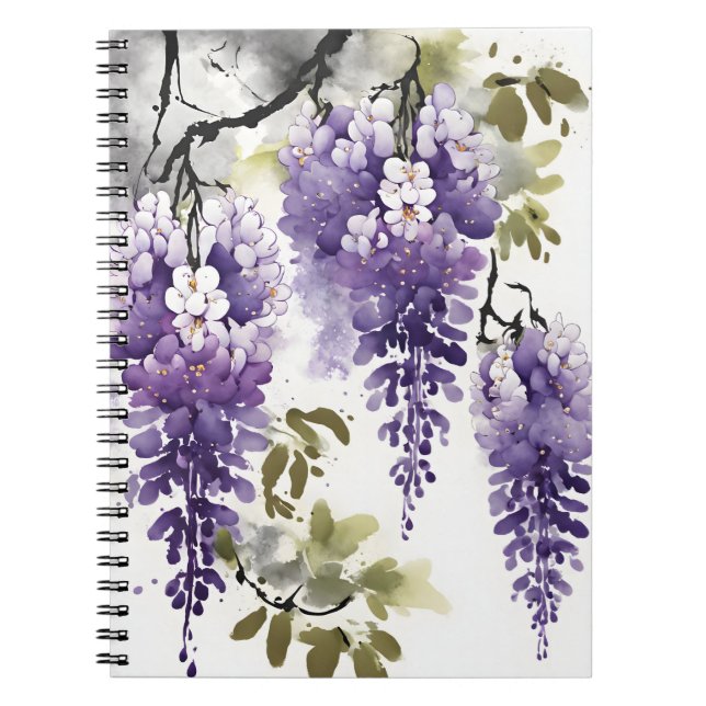 Wisteria - Akvarellblommor Anteckningsbok (Framsidan)