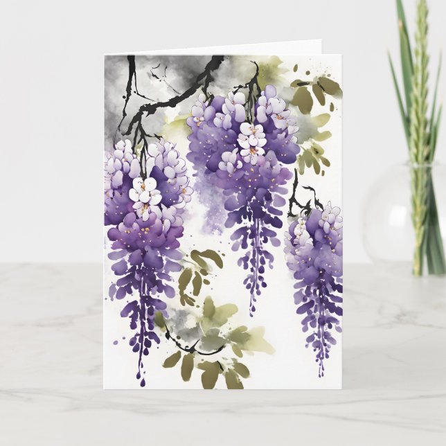 Wisteria - Akvarellblommor Kort (Framsida)